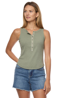 Danette Henley Tank- Olive