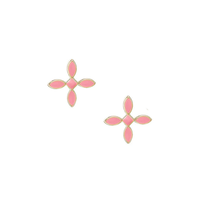 Natalie Wood Enamel Cross Stud Earring-Light Pink