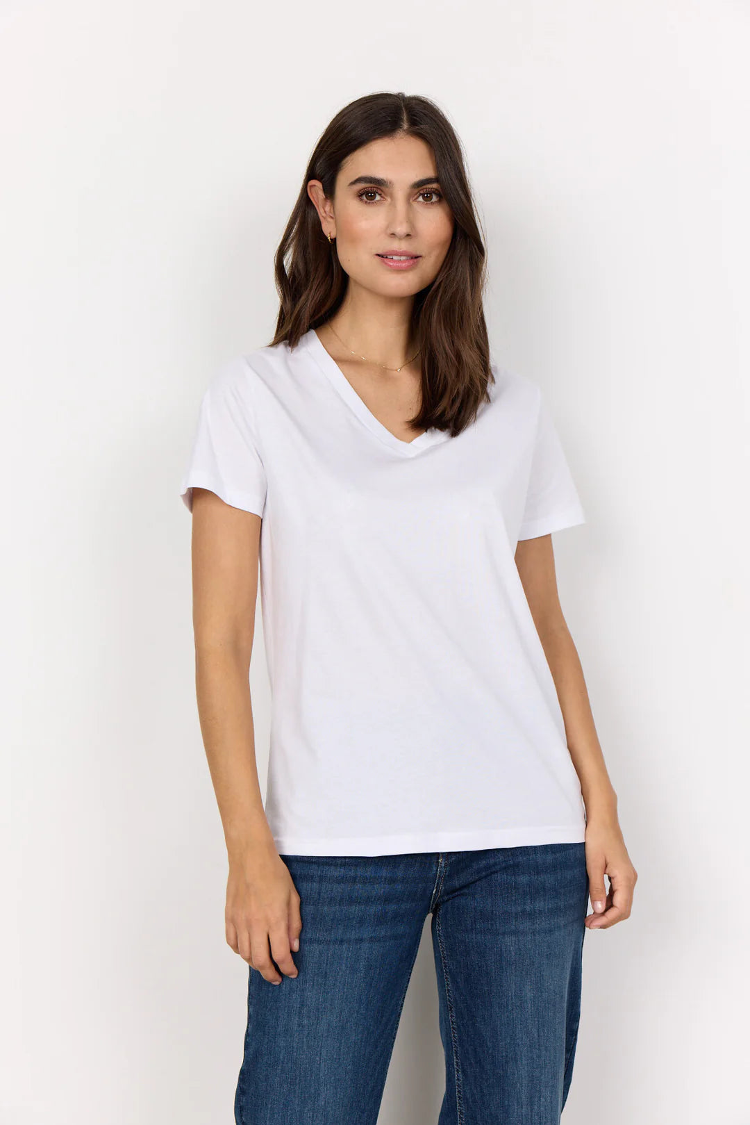 Donna White V Neck Tee