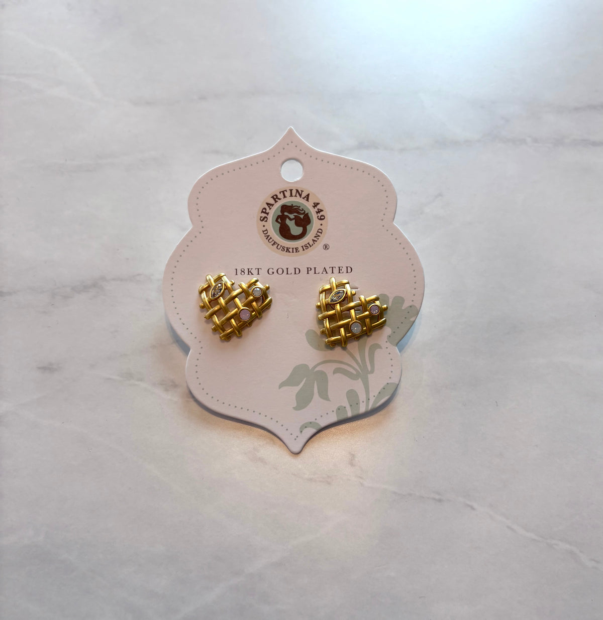 Spartina Woven Heart Earrings -Crystal