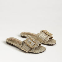 Sam Edelman Bambi Slide Sandal in Amber Gold Raffia