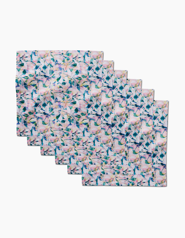 Geometry Painted Foliage Dinner Napkin Set