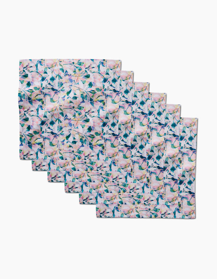 Geometry Painted Foliage Dinner Napkin Set