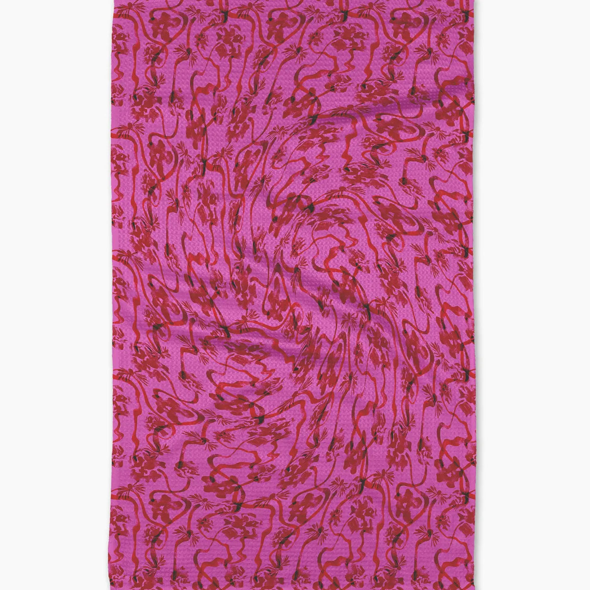 Geometry Floral Swirls Pink Tea Towel