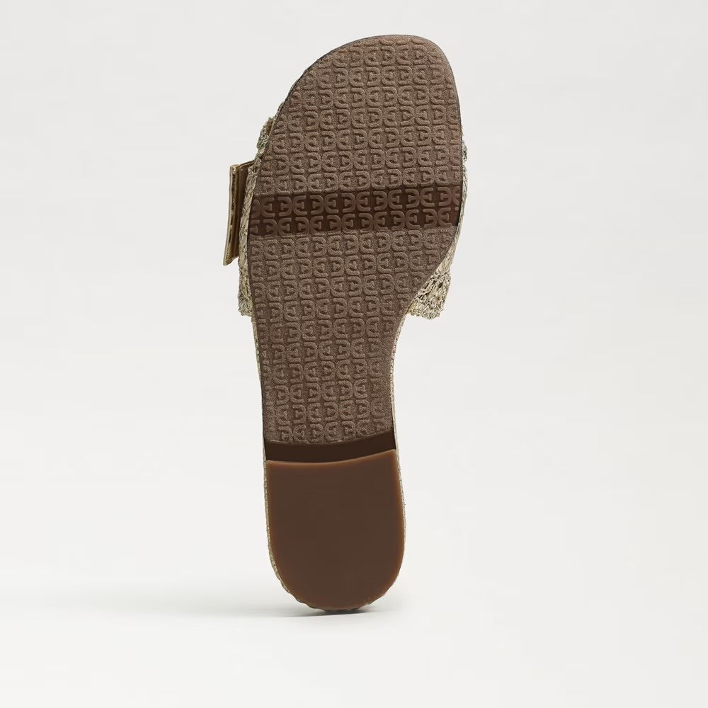 Sam Edelman Bambi Slide Sandal in Amber Gold Raffia