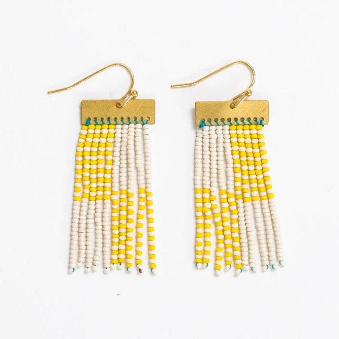 Scout Rectangle Hanger Blocks with Beaded Fringe in Lemon