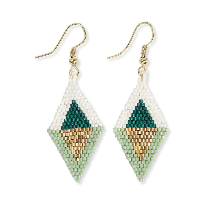 Zelda Flipped Triangle Diamond Earrings in Emerald