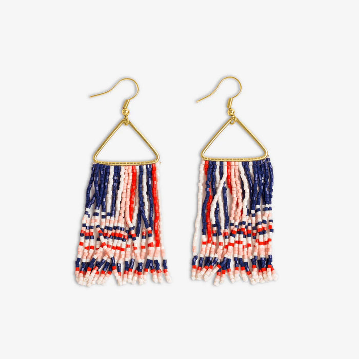 Paige Ascending Blocks Beaded Fringe Earrings in St. Tropez