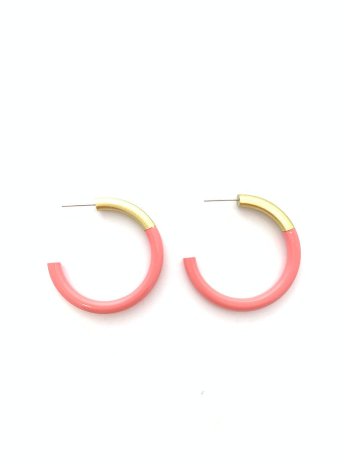 Liz Medium Hoops in Coral