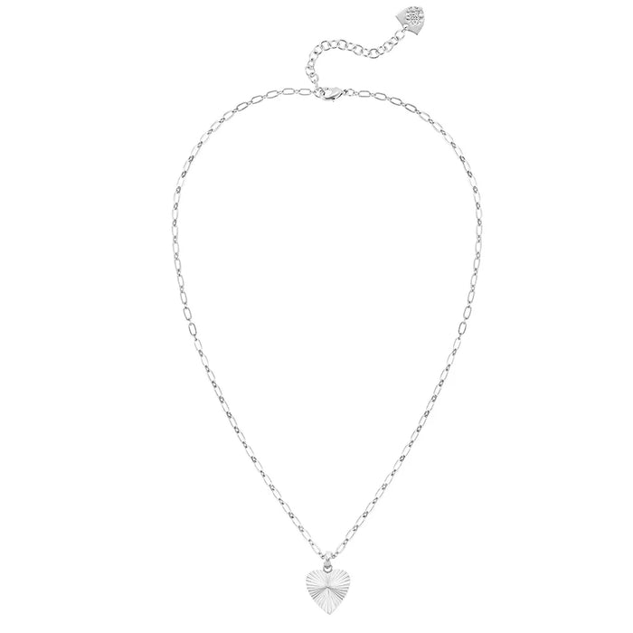 Natalie Wood Adorned Heart Charm Necklace-Silver