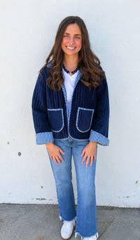 Reversible Pinstripe Velvet Jacket