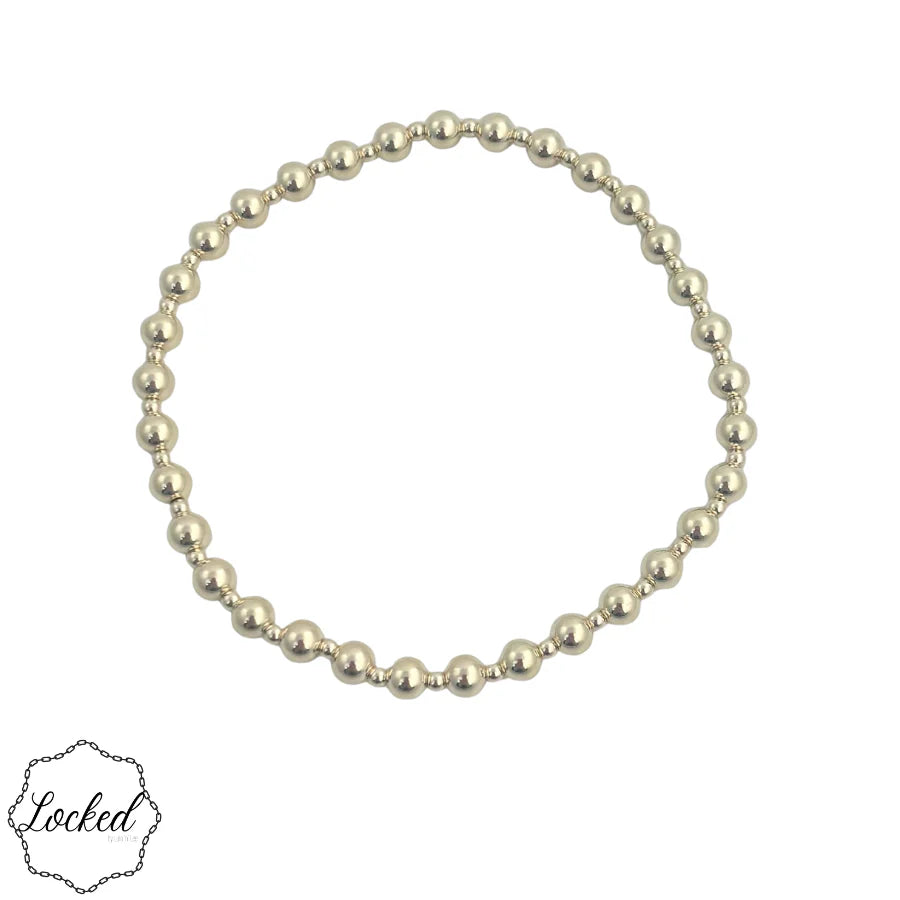 Classic 2mm and 4mm Gold Filled Beaded Pattern Bracelet
