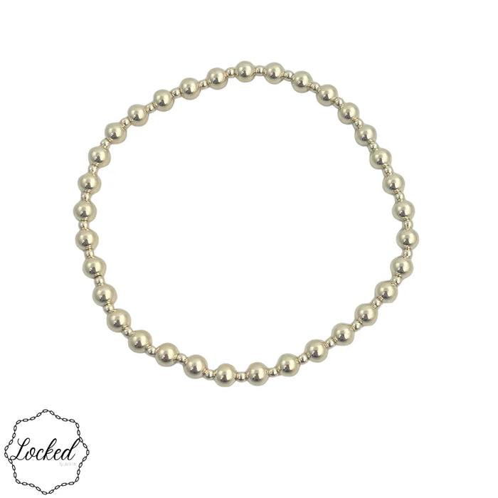 Classic 2mm and 4mm Gold Filled Beaded Pattern Bracelet