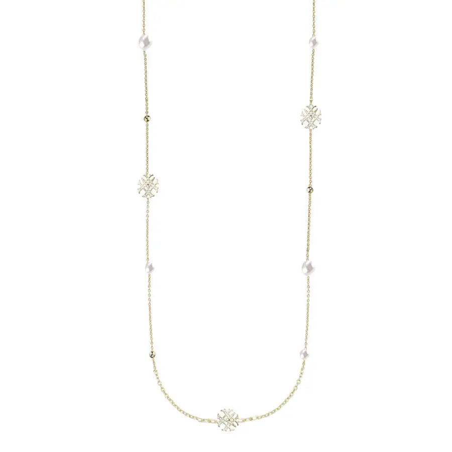 Adorned Pearl Logo Station Necklace