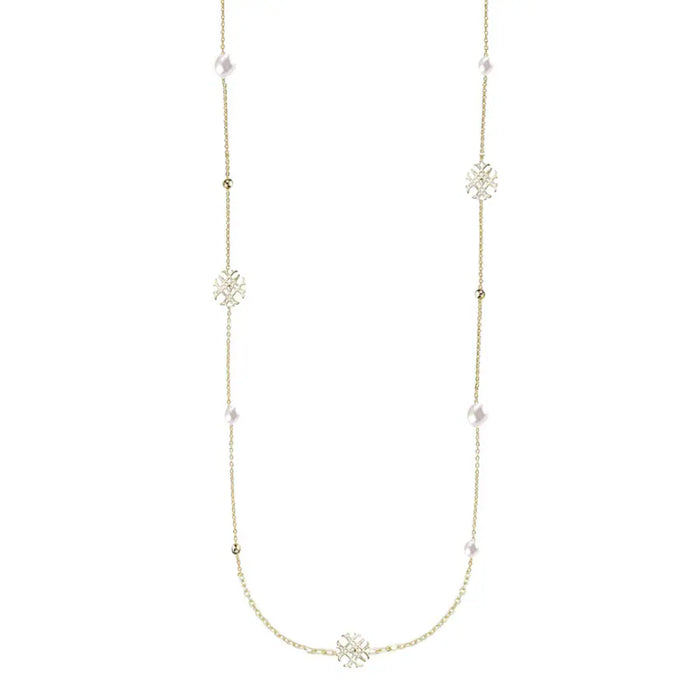 Adorned Pearl Logo Station Necklace