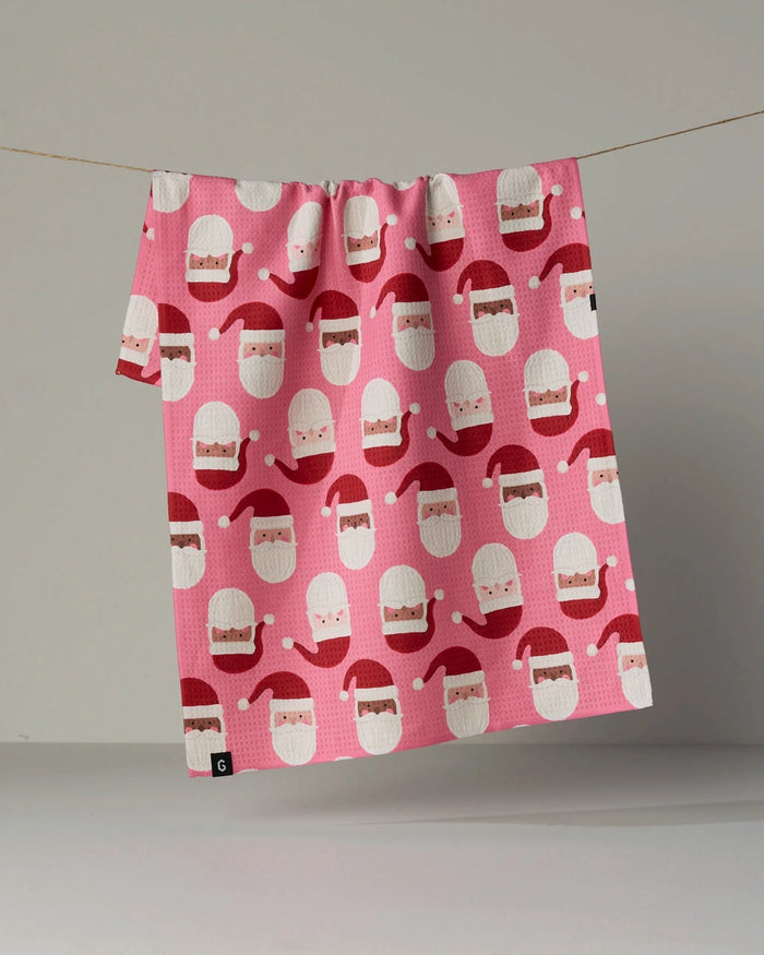 Geometry Jolly Santas Luxe Kitchen Towel