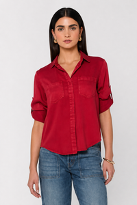 Riley Button Up Top - Red