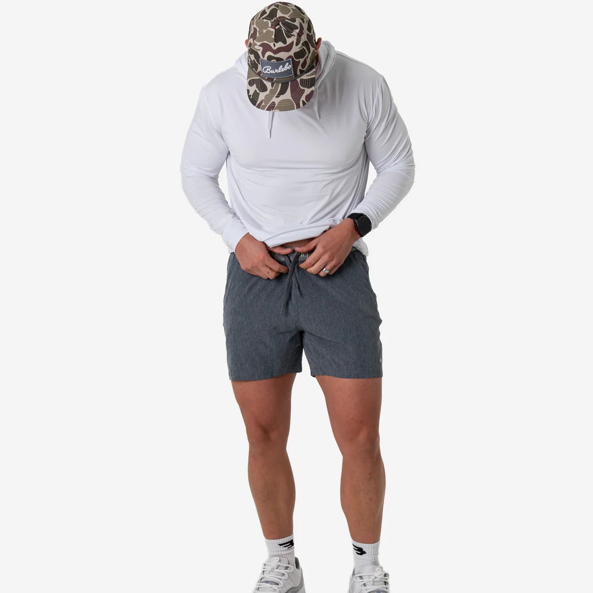 Burlebo Athletic Shorts In Grizzly Gray W/ Deer Camo Liner