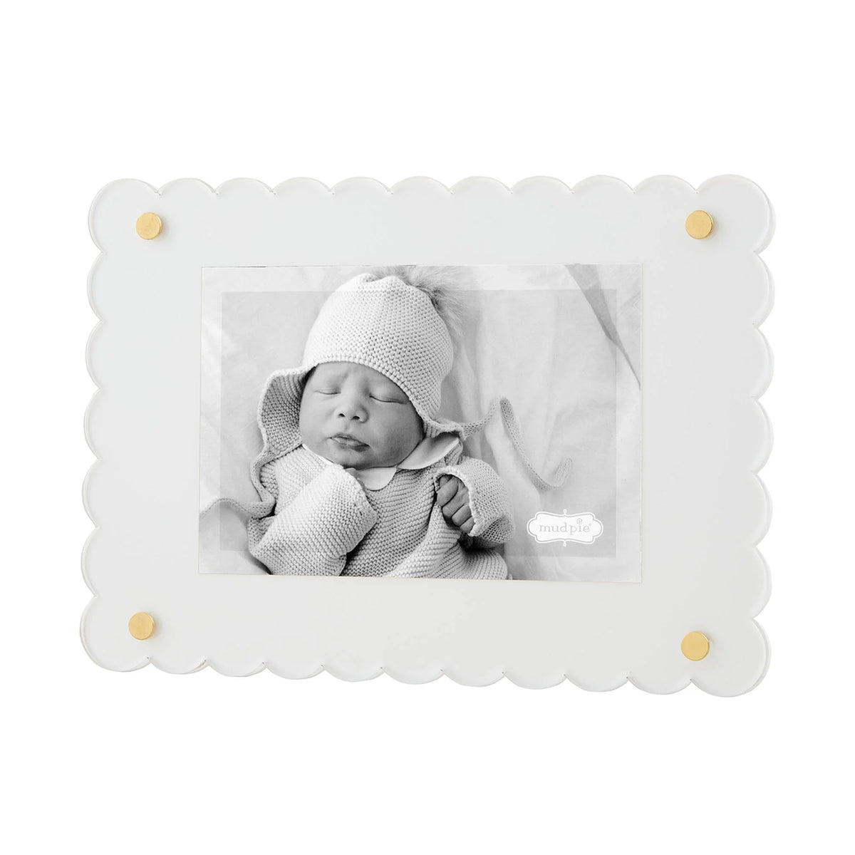 Mud Pie White Scalloped Acrylic Frame