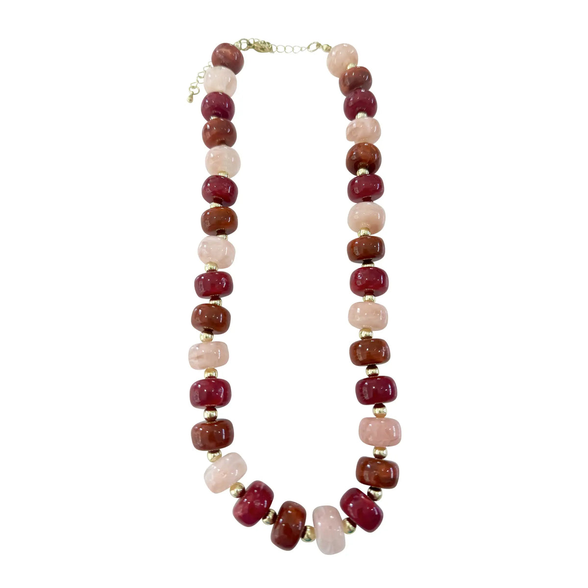 Kenny Chunky Beaded Necklace - Maroon Mix