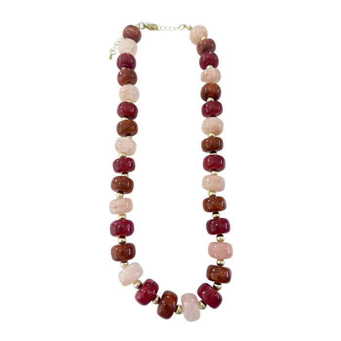 Kenny Chunky Beaded Necklace - Maroon Mix