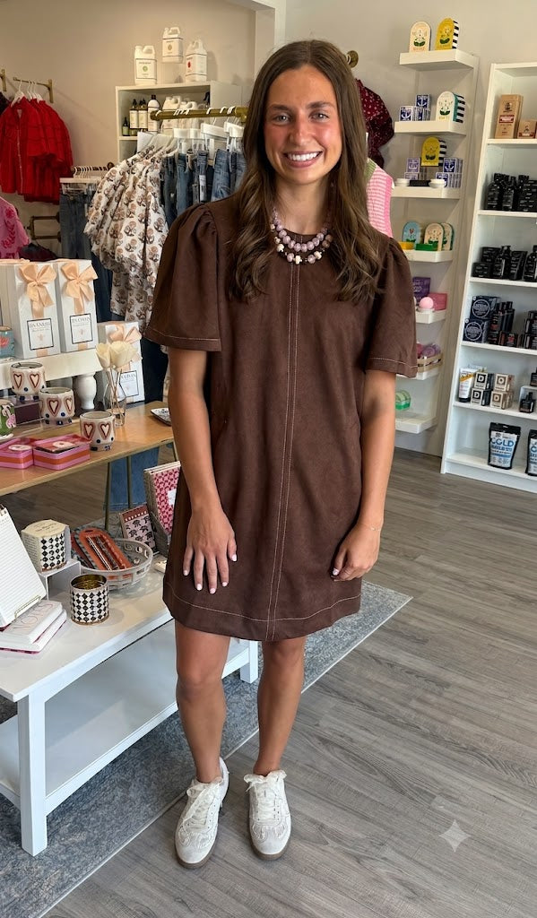 Camden Brown Suede Dress by THML