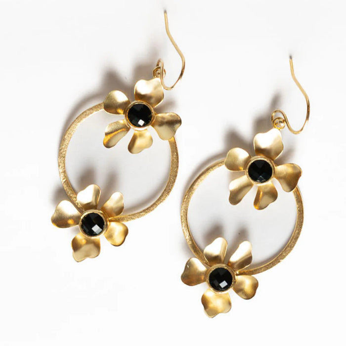 Winton & Waits Stacked Floral Earrings- Black