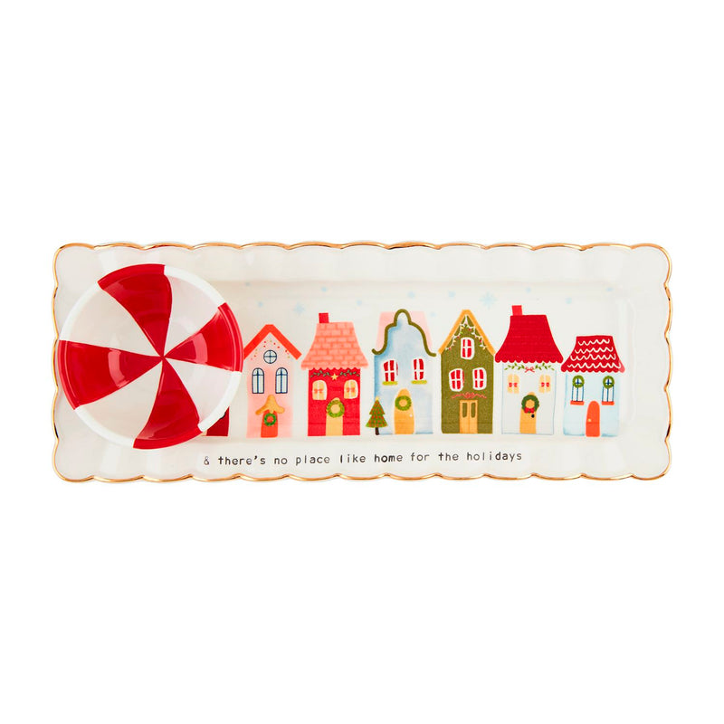 Christmas Village Tray & Dip Set