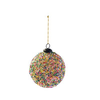 4” Round Recycled Glass Ball Ornament with Sequins