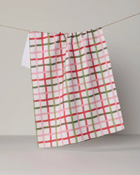 Geometry Festive Plaid Tea Towel