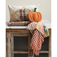 Cotton & Linen Lumbar Pillow w/ Appliquéd Pumpkins
