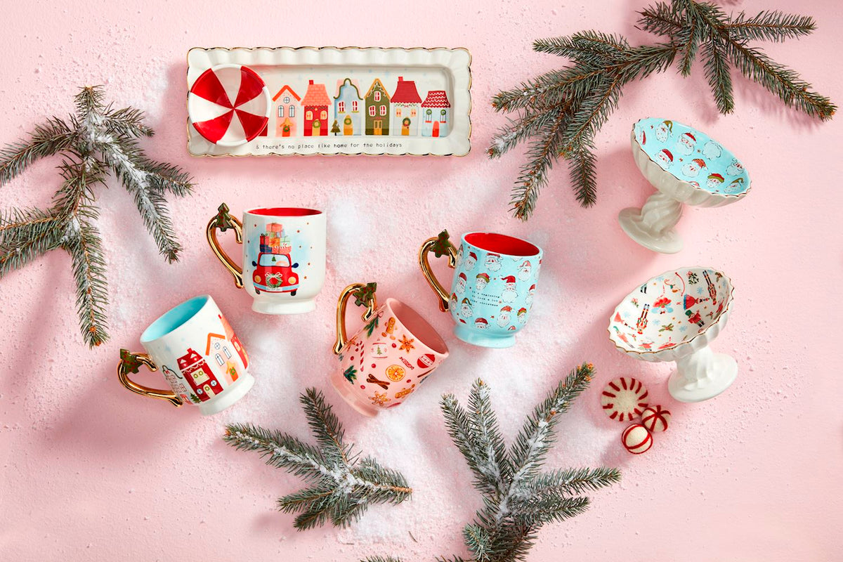 Christmas Pedestal Mugs in Assorted Styles