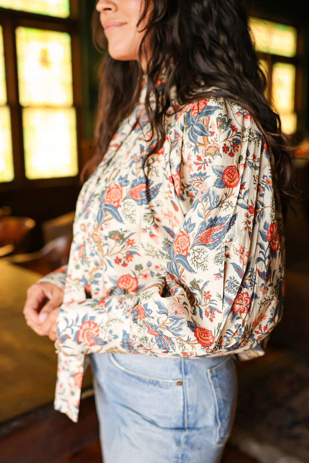 Layerz Jenna Red/Blue Foral Top