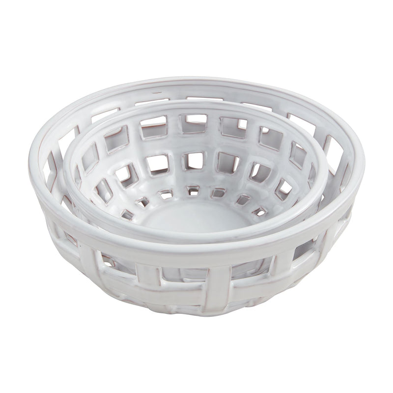 White Basket Weave Bowls- 2 Sizes