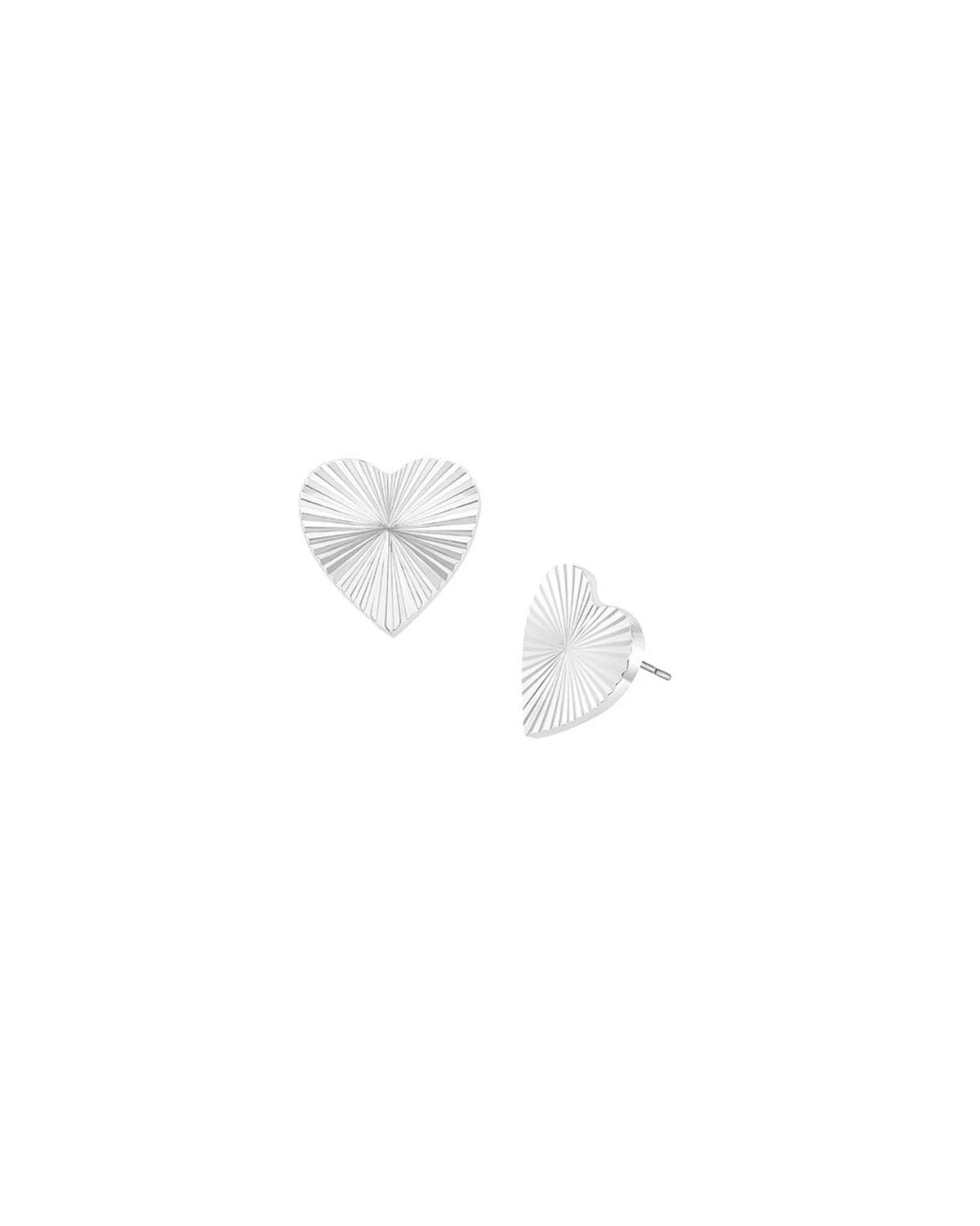 Natalie Wood Adorned Heart Stud Earring-Silver