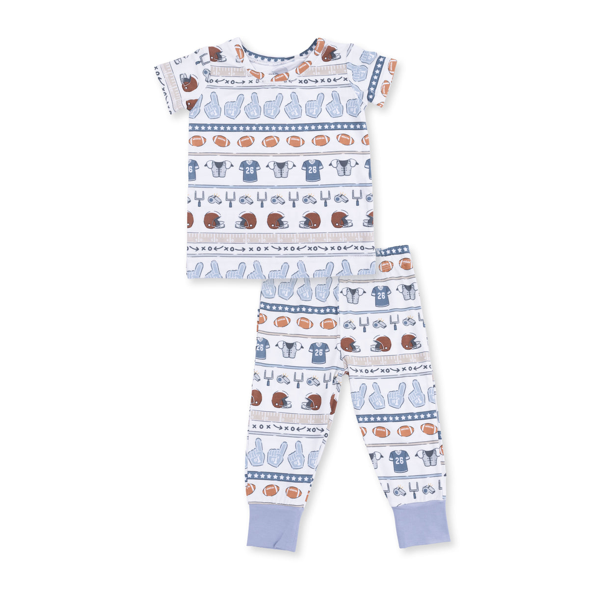 Angel Dear Football Stripe Short Sleeve Loungewear Set