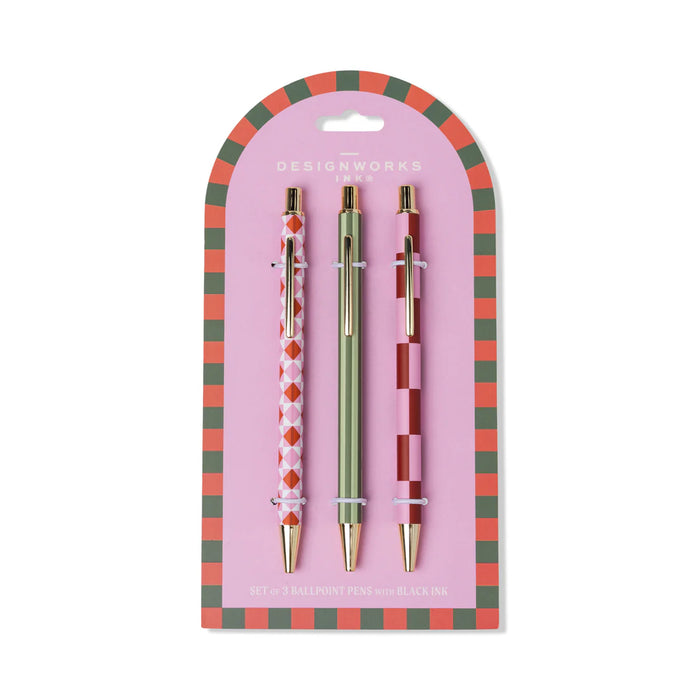 A Dopo Set Of 3 Pens - Diamond, Stripe, Check