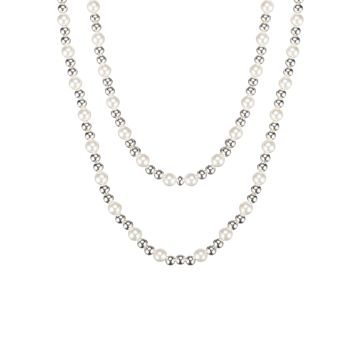 Natalie Wood Adorned Pearl Necklace- Silver