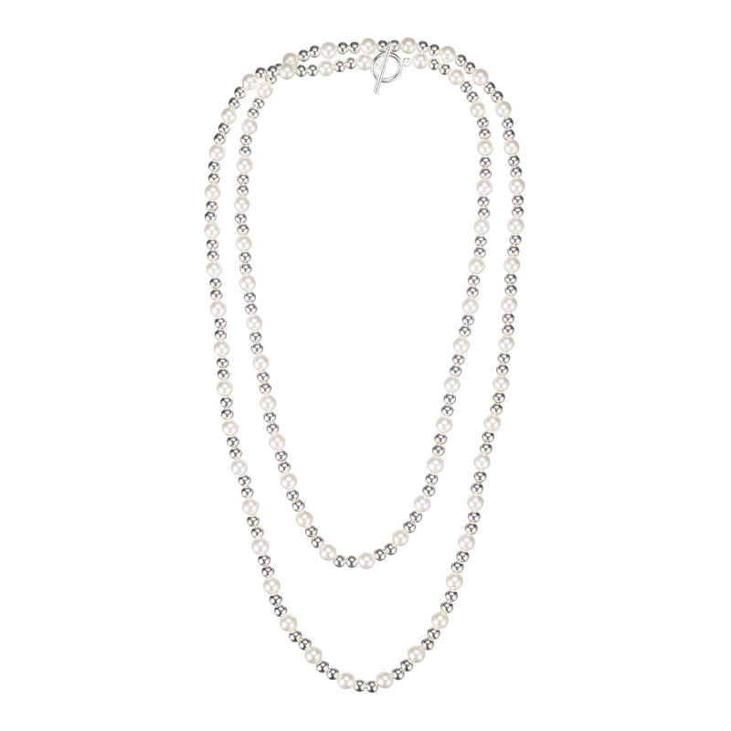 Natalie Wood Adorned Pearl Necklace- Silver