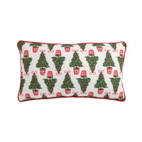 Tree Block Print Quilted Pillow