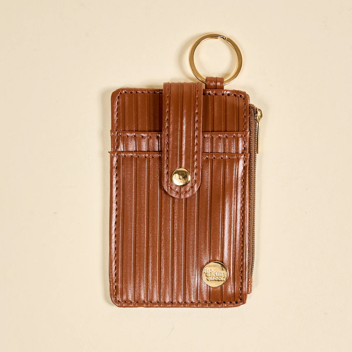 Ripple Ridge Keychain Wallet - Cognac