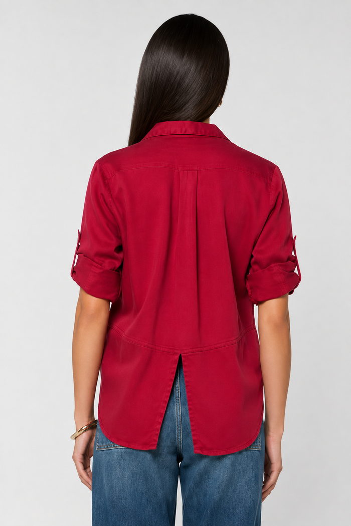 Riley Button Up Top - Red