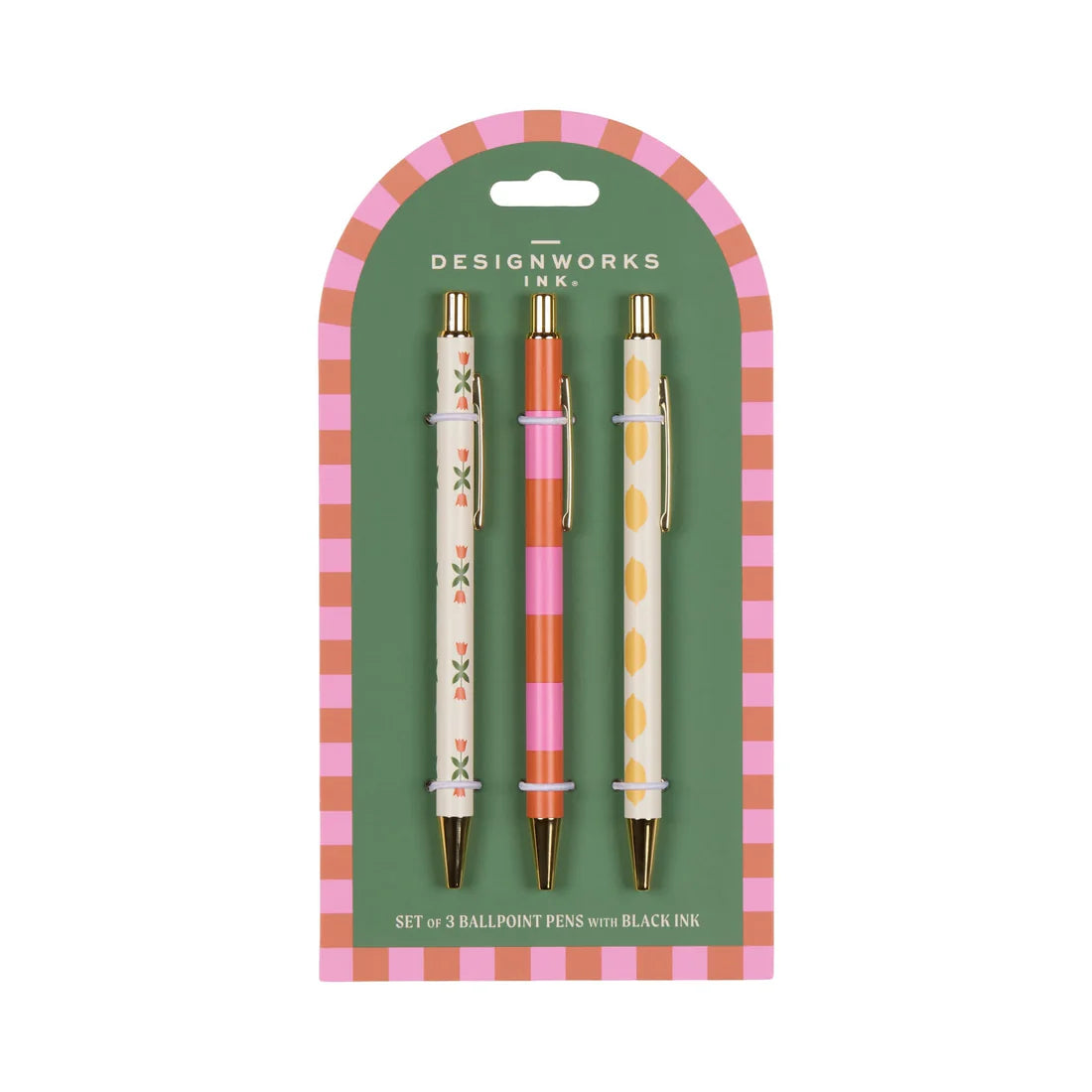 A Dopo Set of 3 Pens - Flower, Stripe, Lemon