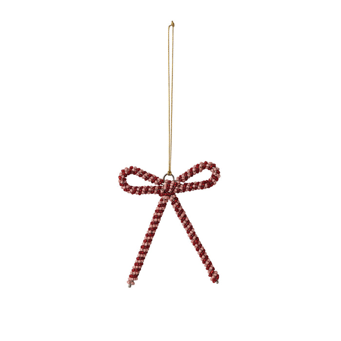 Glass Beaded Metal Bow Ornament