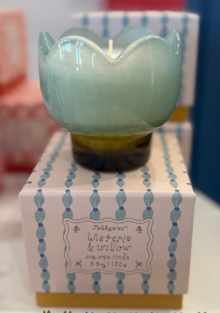 Paddywax Wisteria & Willow Tulip Glass 5.5oz Candle