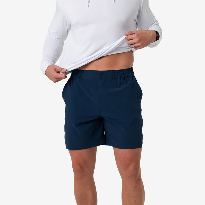 Burlebo Everyday Short in Deep Water Navy with Mayan Pocket