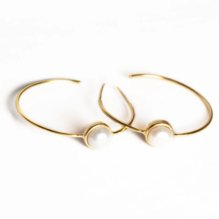 Winton & Waits Single Stone Hoop - Pearl
