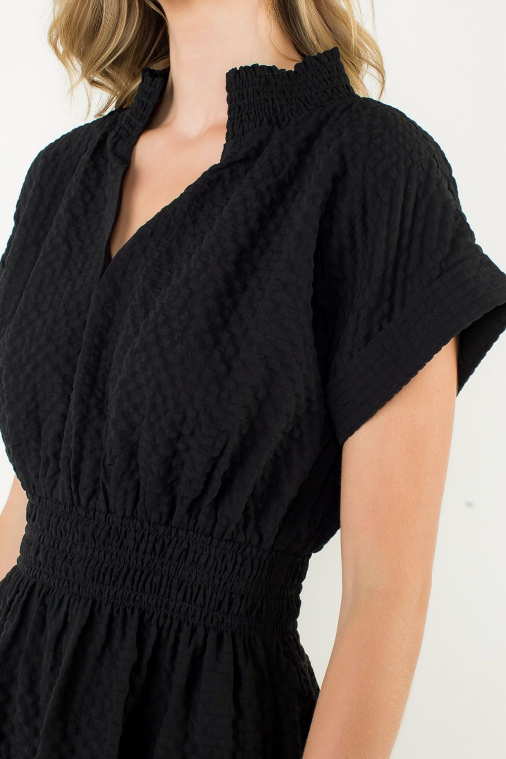 THML Maddie V-Neck Texture Dress