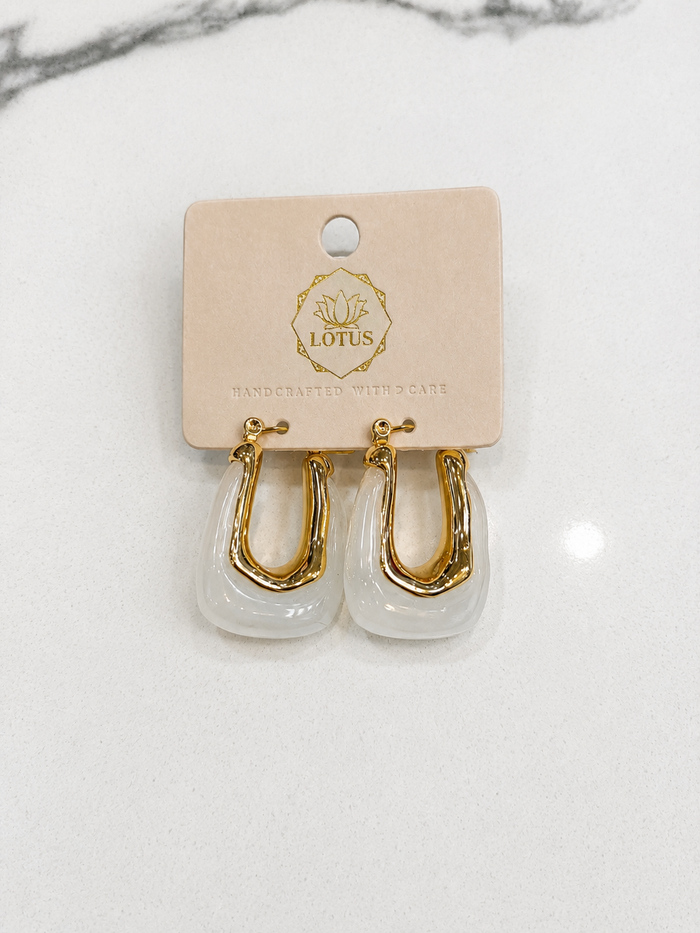 Gold Zaria Earrings - White