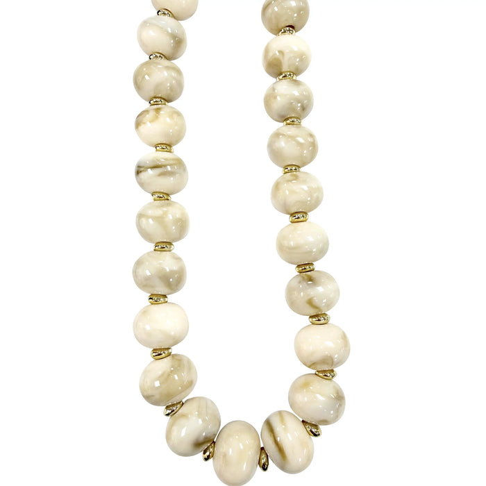 Marble Chunky Beaded Necklace - Cream